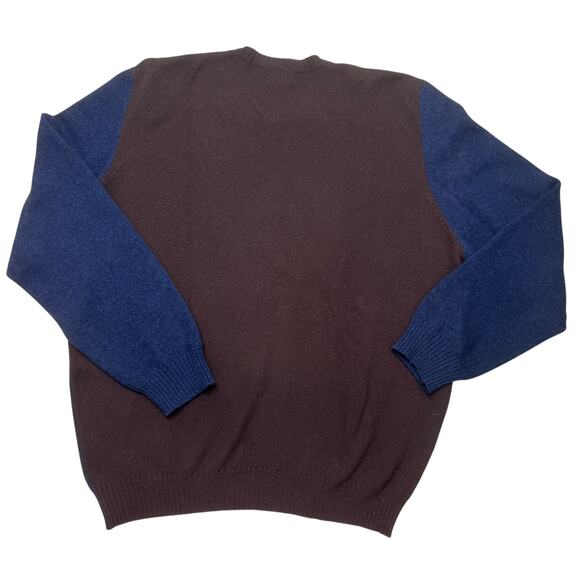 Neiman Marcus Cashmere Sweater Navy and Brown Long Sleeve Luxury Soft XL - Picture 6 of 7